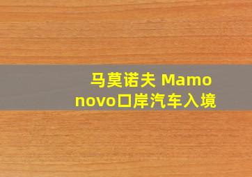 马莫诺夫 Mamonovo口岸汽车入境